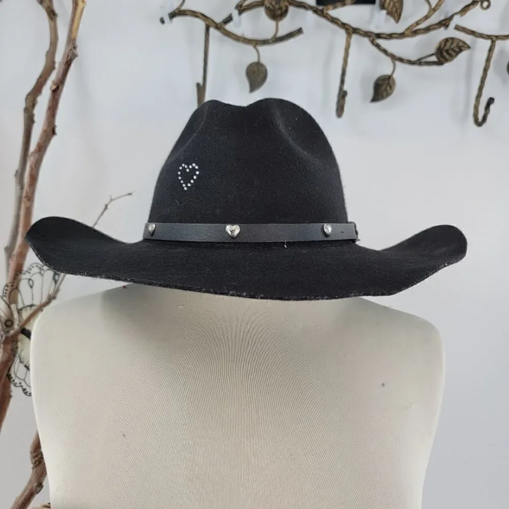 LHC brands vintage black felt rancher style western hat - Picture 10 of 10